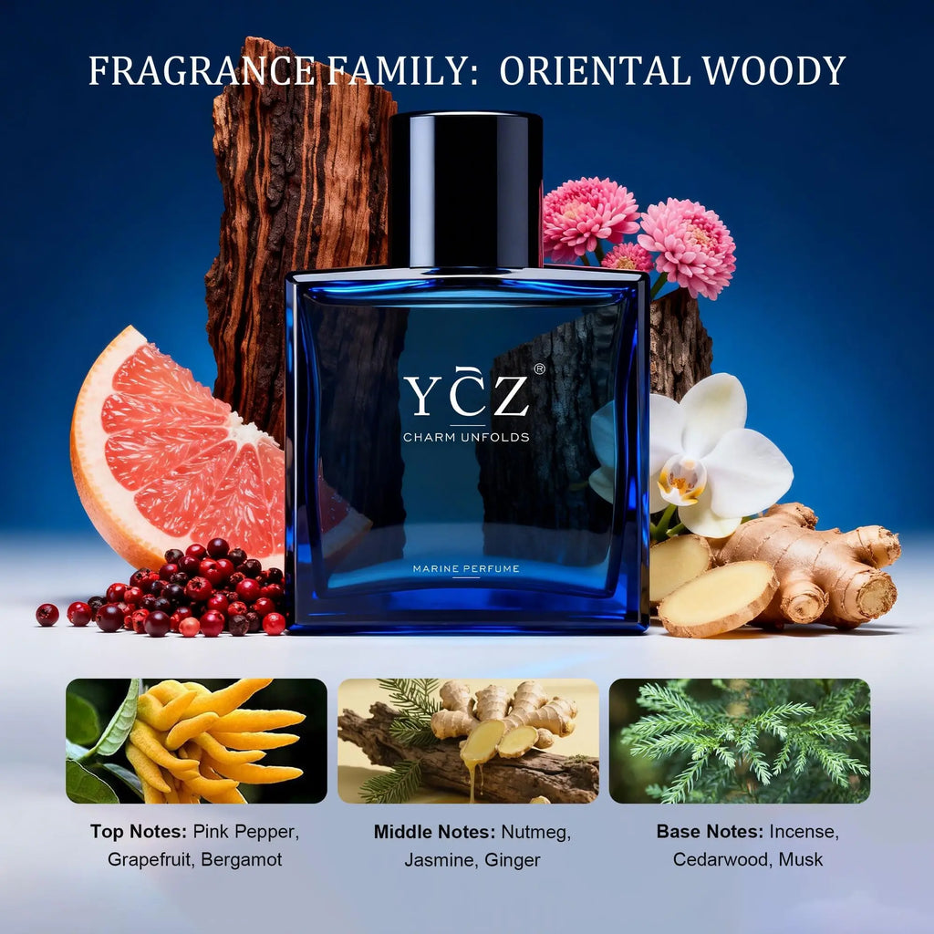 Ycz Eau De Parfum for Men – 1.6 oz (50 ml) – Premium Fragrance – Long-Lasting Oriental Woody Scent (Infused with Pheromones)
