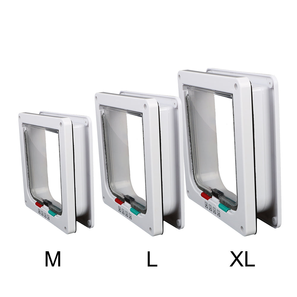 For Dog Cat Kitten ABS Plastic Dog Cat Flap Door With 4 Way Lock Security Flap Door Small Pet Supplies Cat Puppy Safety Gate