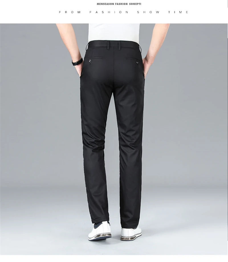 2024 Summer New Men's Bamboo Fiber Thin Casual Pants Classic Style Business Fashion Stretch Cotton Trousers Male Luxury Brand