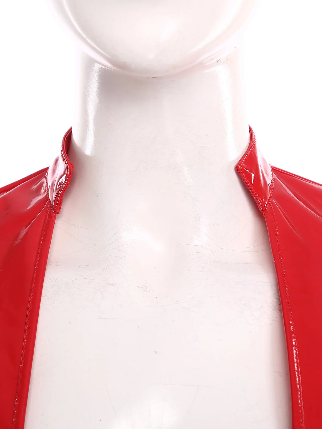 Womens Wet Look PU Leather Latex Crop Top Open Front with Adjustable Buckles Cap Sleeve Crop Corset Glossy Rave Disco Clubwear