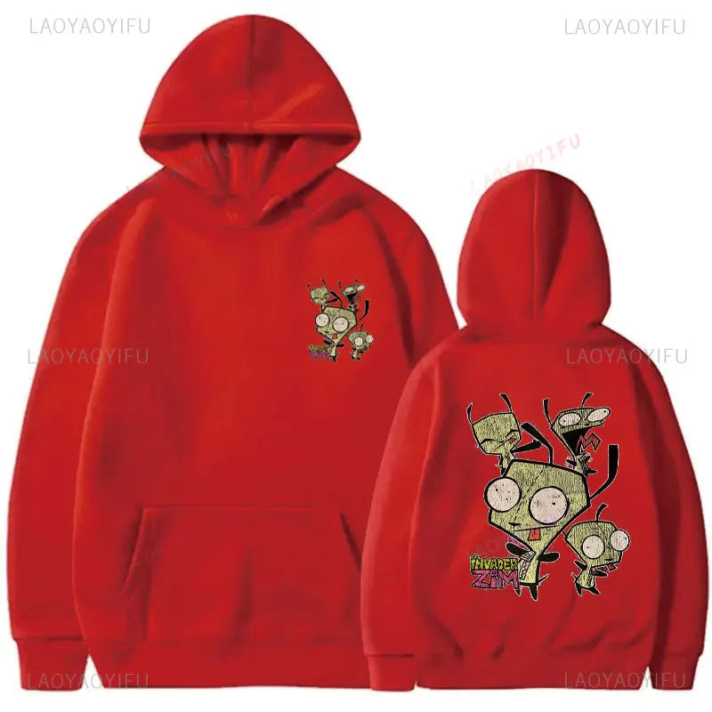 Cute Cartoon Invader Zim Invader Gir Graphic Zim Image Pullover Men Women Retro Thermal Hoodie Fashion Hoodie Streetwear Tops