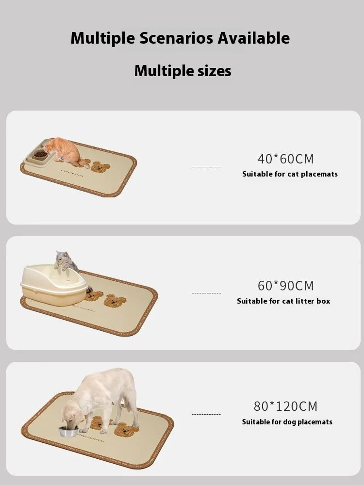 VIKAMA Pet Placemat, Dog Food Mat, Anti-Slip And Leak-Proof Cat And Dog Food Bowl Mat, Diatom Mud Pet Supplies Carpet