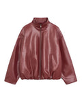 Vintage Green Leather Skirt Sets Women Fashion Solid Strapless Short Skirts Zipper Jacket Outfits Lady Daily Highstreet Outfits