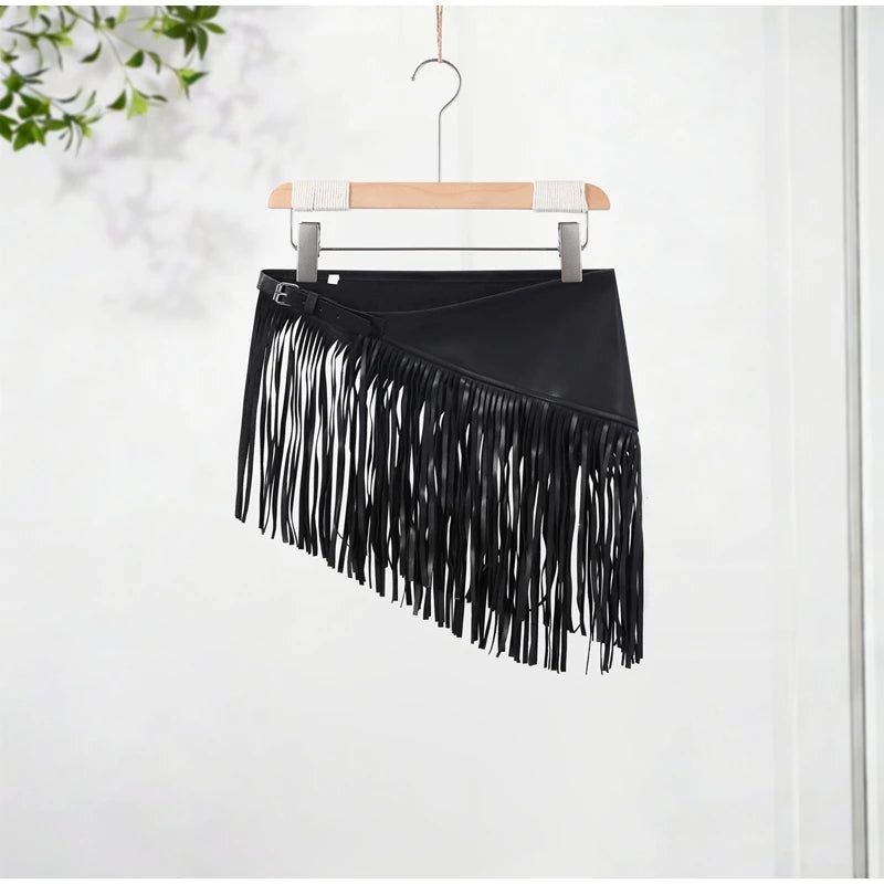 Tassel Leather Corset Belt Accessory Women's Solid High Street Fringe Scarf Belt 2026 Spring Summer Edgy Chic All-match Outfit