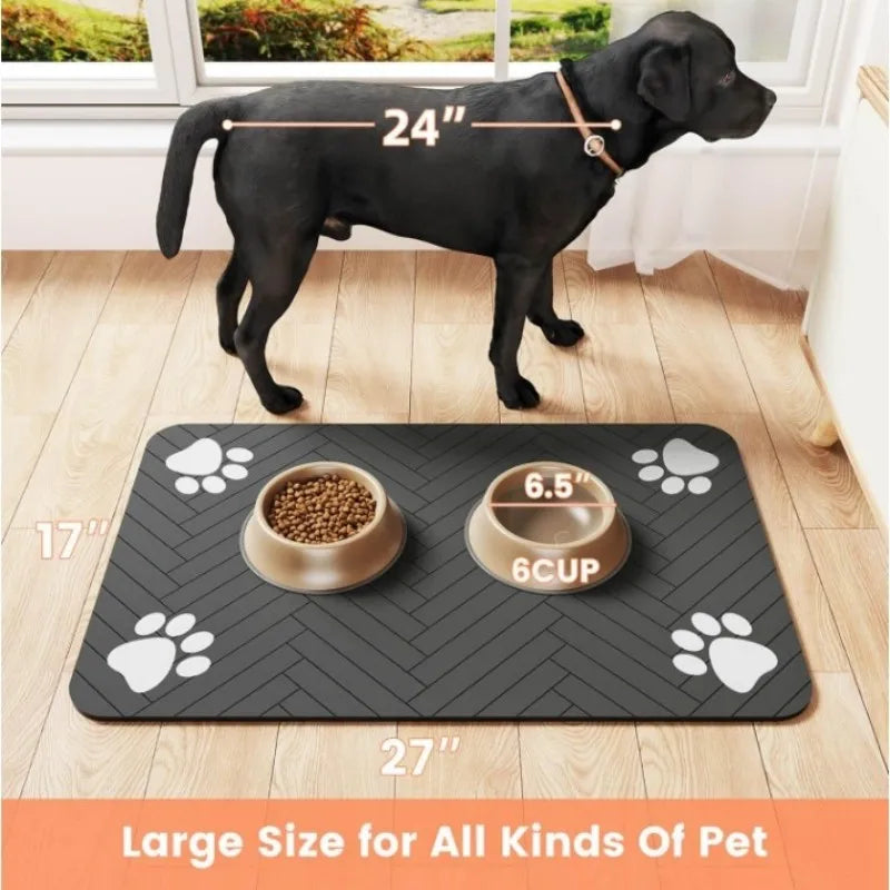 VIKAMA Pet Placemat, Dog Food Mat, Anti-Slip And Leak-Proof Cat And Dog Food Bowl Mat, Diatom Mud Pet Supplies Carpet