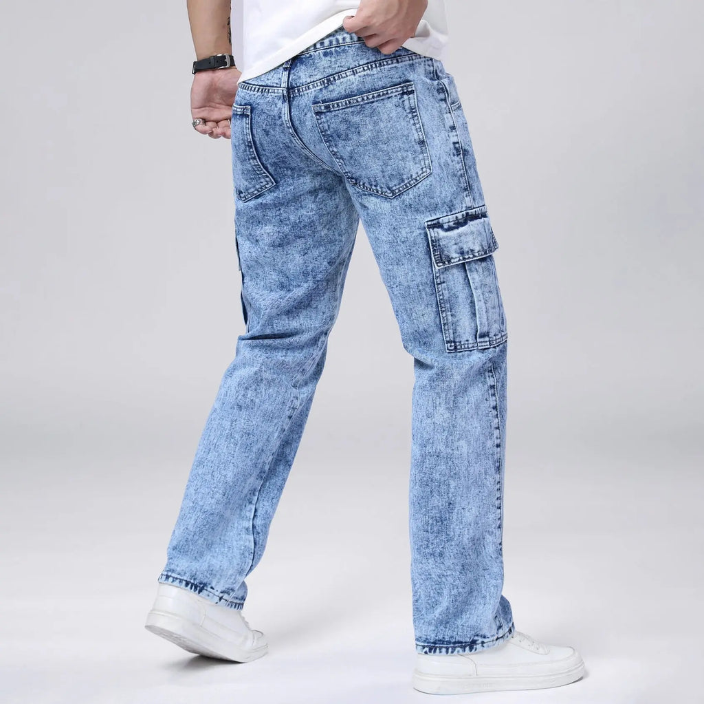 Men's Loose Straight Leg Jeans American Fashion Brand Casual Workwear Comfortable Fit Classic Style