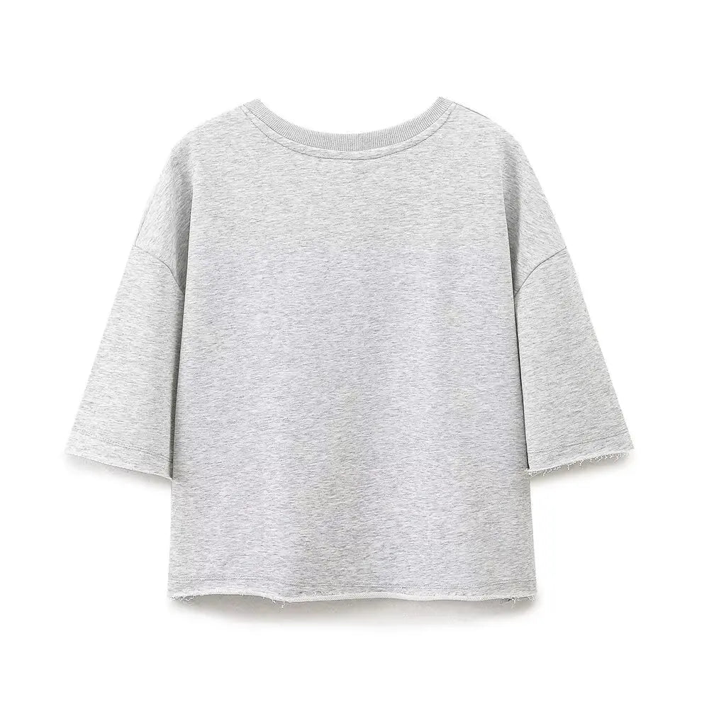 Plush Ensemble Femme 2 Piece COTTON Short Sets for Women Two Colors Text Print O-neck Sweatshirts + Mid Elastic Waistband Shorts