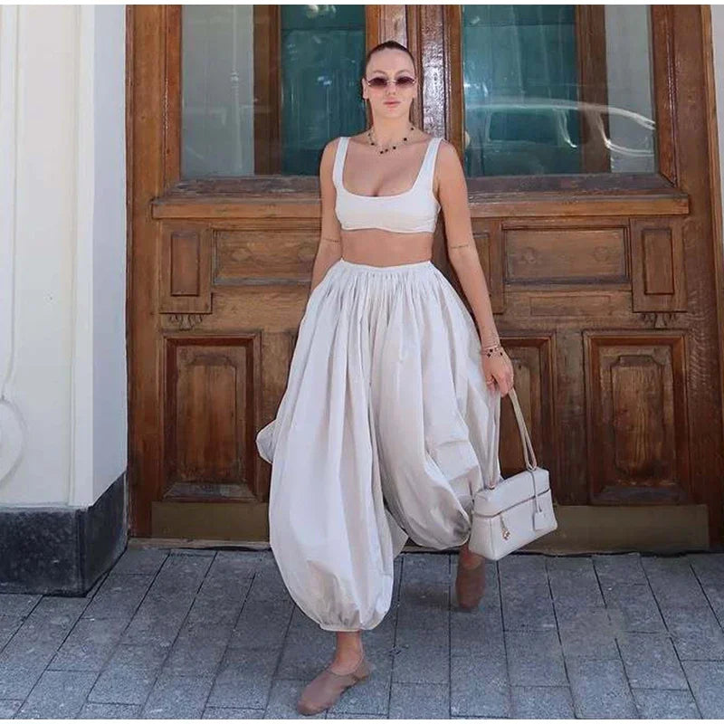 Casual Drop Waist Lantern Pant 3 Pieces Suit Women Stripe Long Sleeves Lapel Loose Shirt Sets 2026 Lady Daily Street Wears New