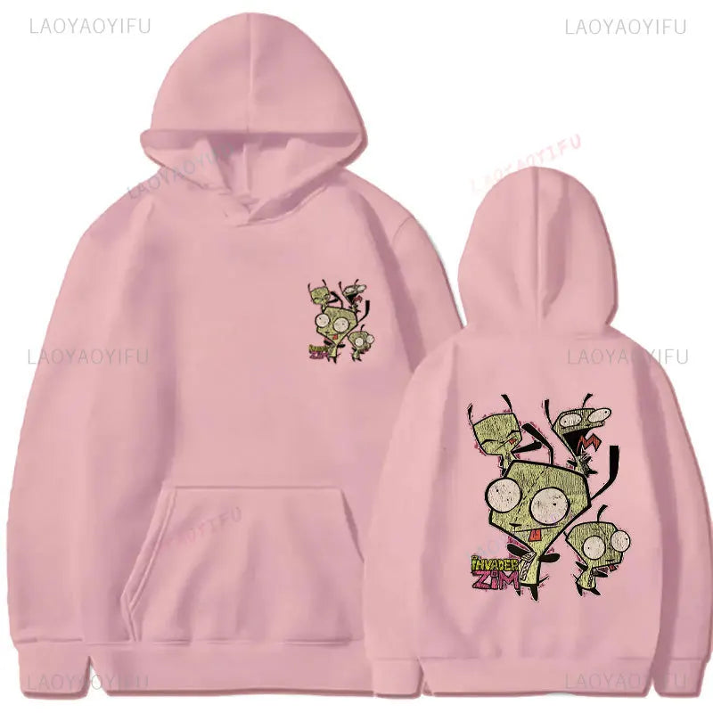 Cute Cartoon Invader Zim Invader Gir Graphic Zim Image Pullover Men Women Retro Thermal Hoodie Fashion Hoodie Streetwear Tops