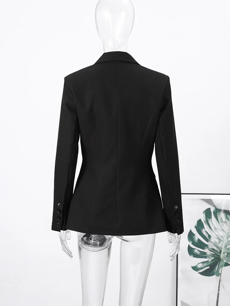 2026 Spring New Solid Lapel Blazer Jacket For Women Elegant Long Sleeve Waist Suit Coats Office Lady Chic Commute Tops