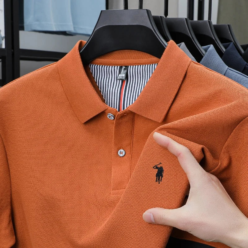 Luxury Autumn and Winter New Paul Brand Embroidered T-Shirt Top High-End Mens Business Casual Comfortable Hot-Selling Polo Shirt