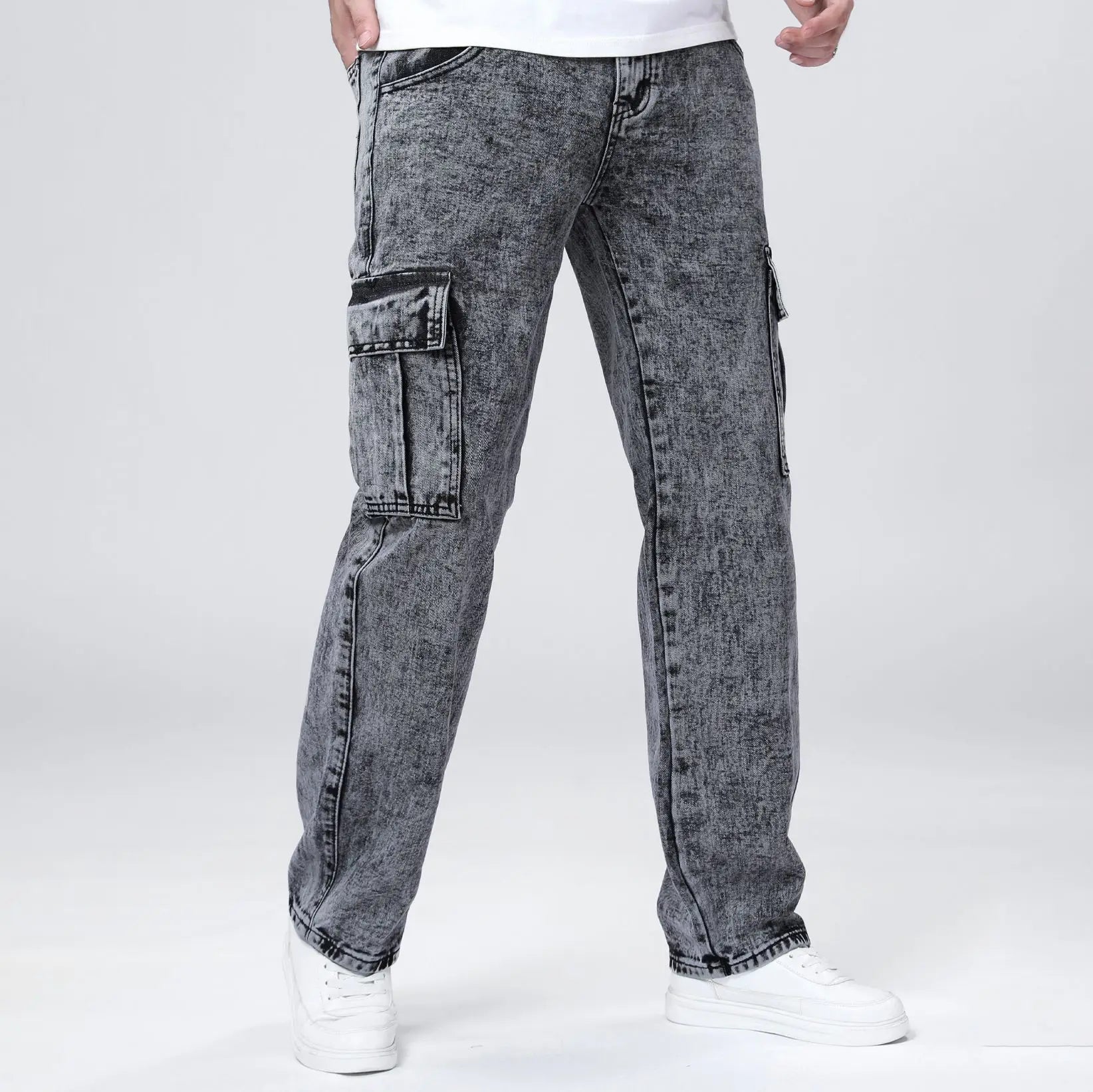 Men's Loose Straight Leg Jeans American Fashion Brand Casual Workwear Comfortable Fit Classic Style