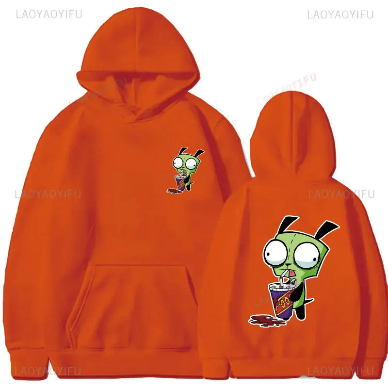 Cute Cartoon Invader Zim Invader Gir Graphic Zim Image Pullover Men Women Retro Thermal Hoodie Fashion Hoodie Streetwear Tops