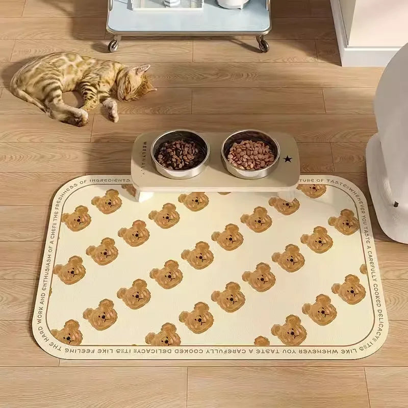 VIKAMA Pet Placemat, Dog Food Mat, Anti-Slip And Leak-Proof Cat And Dog Food Bowl Mat, Diatom Mud Pet Supplies Carpet