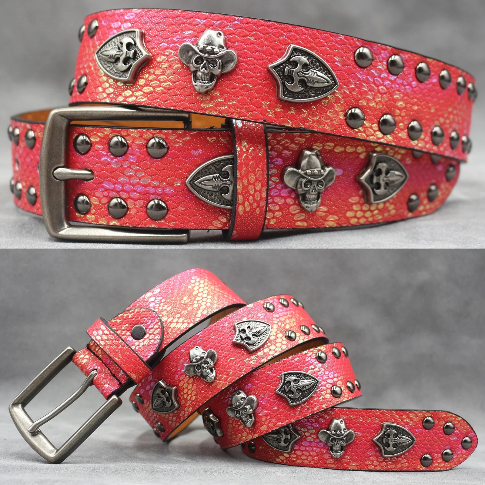 Rivet PU  Leather men's belt Fashion alloy belts Buckle luxury brand jeans belts for men business belt female belt