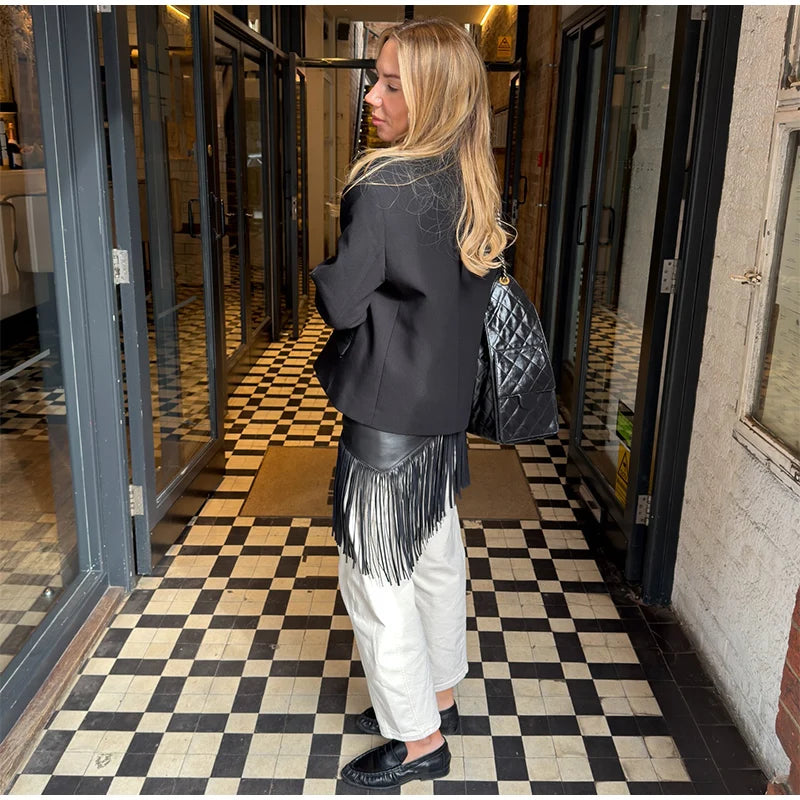 Tassel Leather Corset Belt Accessory Women's Solid High Street Fringe Scarf Belt 2026 Spring Summer Edgy Chic All-match Outfit