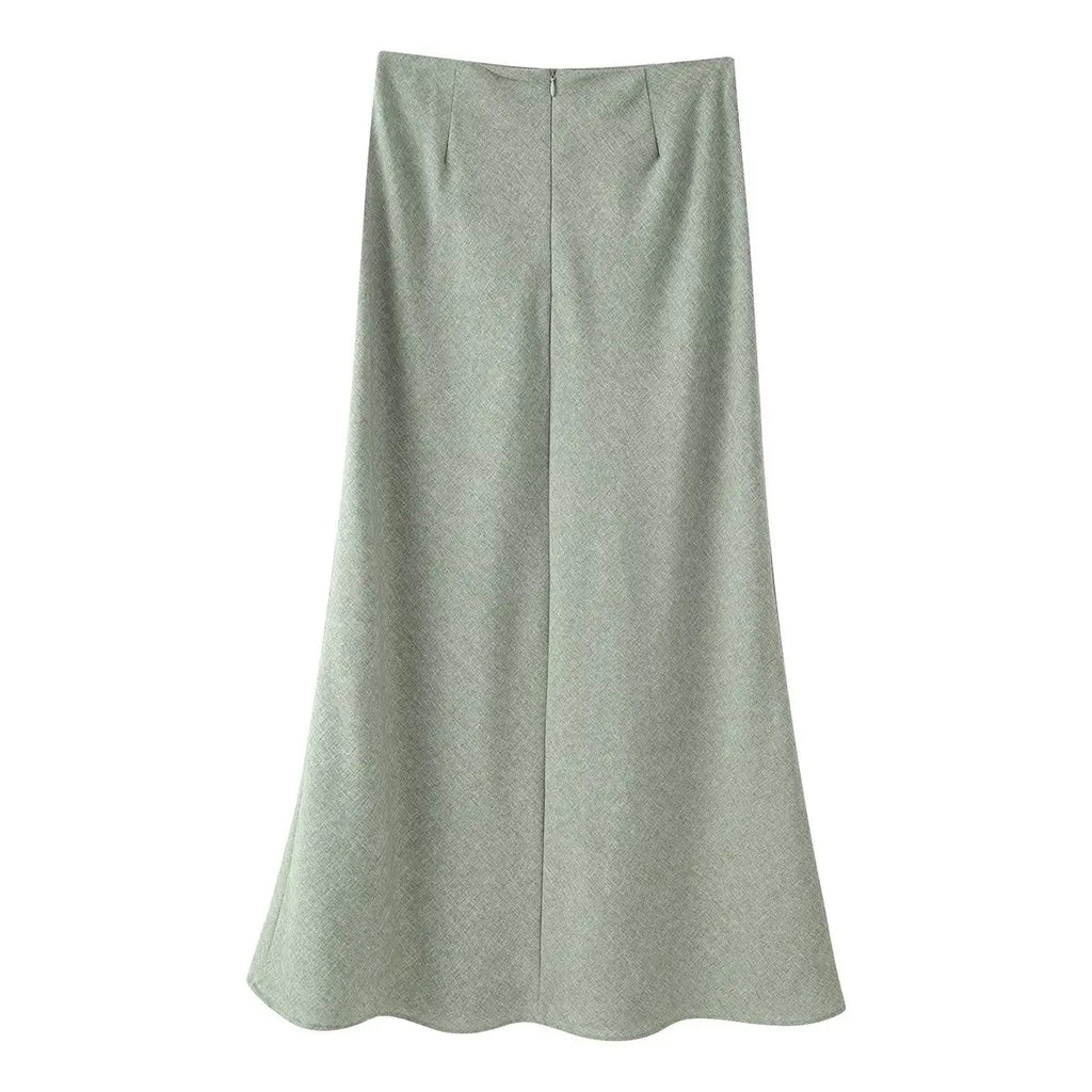 Chinese Style Frog Button Two Piece Set Long Flared Sleeve Ruched Waist Traditional Oriental Outline Sets Spring Picnic Outfit