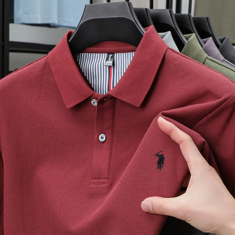 Luxury Autumn and Winter New Paul Brand Embroidered T-Shirt Top High-End Mens Business Casual Comfortable Hot-Selling Polo Shirt