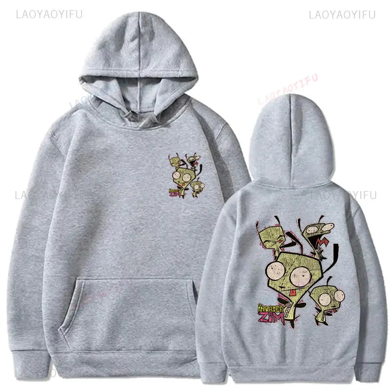 Cute Cartoon Invader Zim Invader Gir Graphic Zim Image Pullover Men Women Retro Thermal Hoodie Fashion Hoodie Streetwear Tops