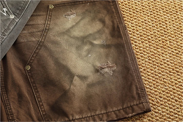 Heavy washing to do old shorts men high quality woven nail texture heavy cargo five quarter pants tide