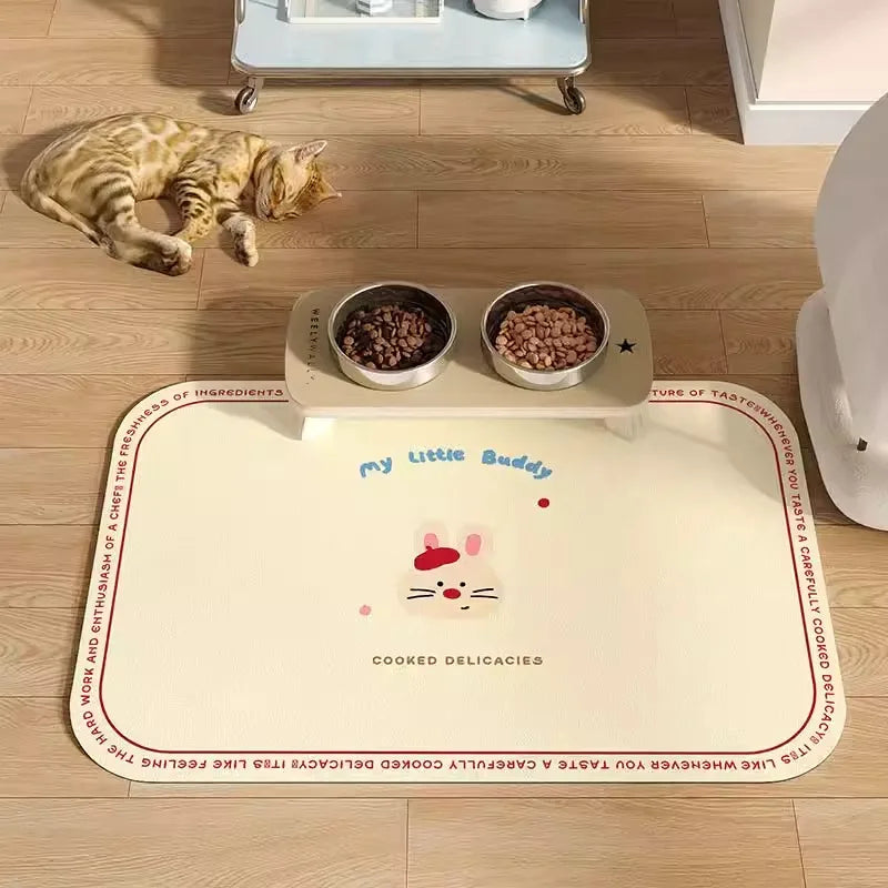 VIKAMA Pet Placemat, Dog Food Mat, Anti-Slip And Leak-Proof Cat And Dog Food Bowl Mat, Diatom Mud Pet Supplies Carpet