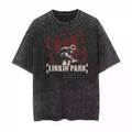 2025 New Retro and Old Washed Short-sleeved Lincoln Park Rock Band Printed T-shirt Couple Loose and Comfortable Men's Clothing