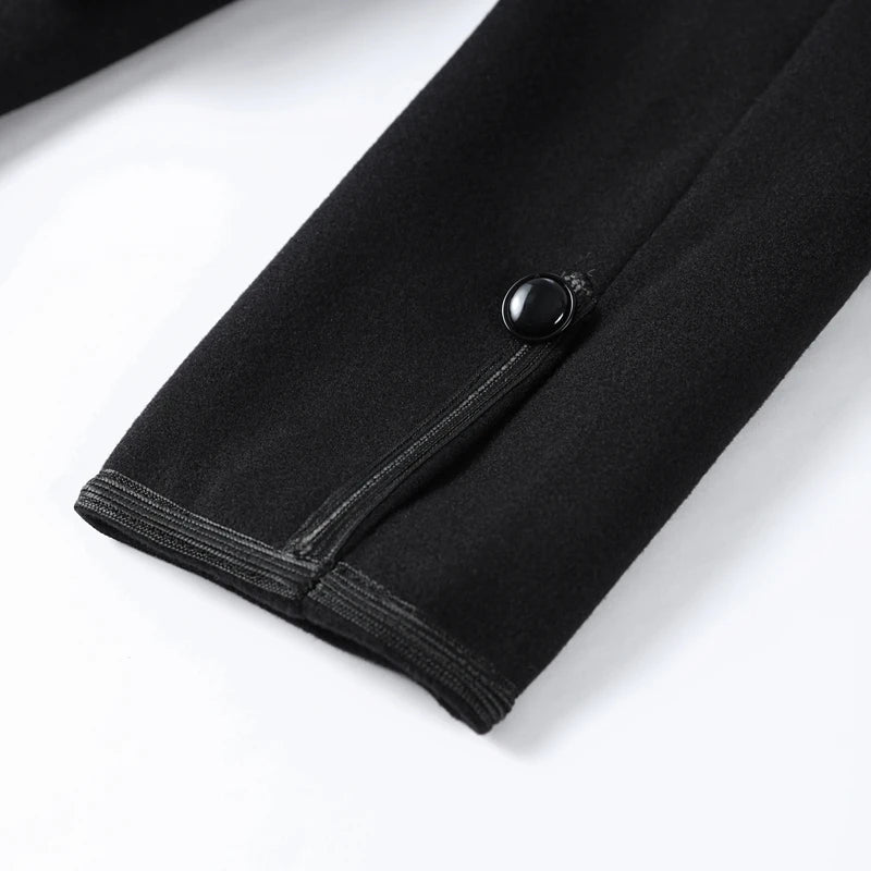 Elegant Long Sleeve Stand Collar Coats 2026 Spring New Retro Military Breasted Jacket For Women Lady High Street Chic Outerwear