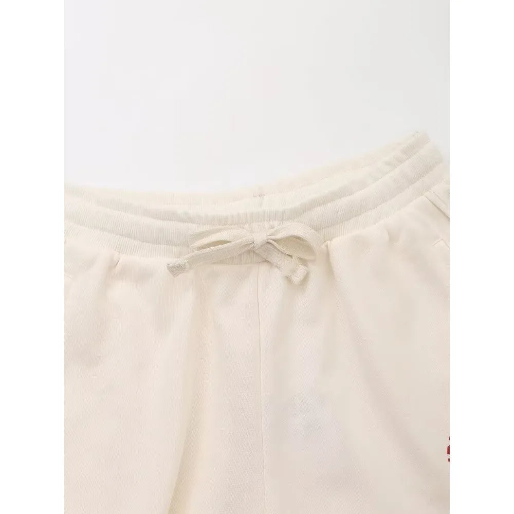 Plush Ensemble Femme 2 Piece COTTON Short Sets for Women Two Colors Text Print O-neck Sweatshirts + Mid Elastic Waistband Shorts