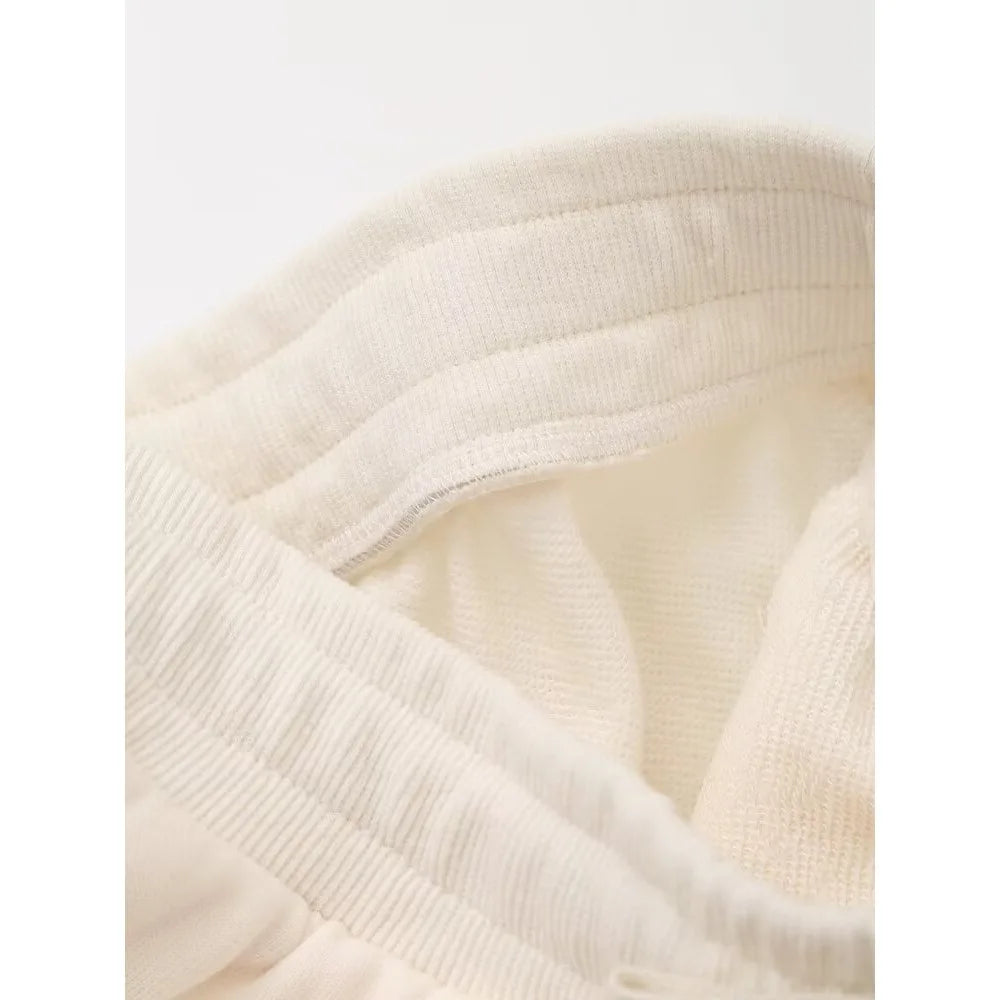 Plush Ensemble Femme 2 Piece COTTON Short Sets for Women Two Colors Text Print O-neck Sweatshirts + Mid Elastic Waistband Shorts