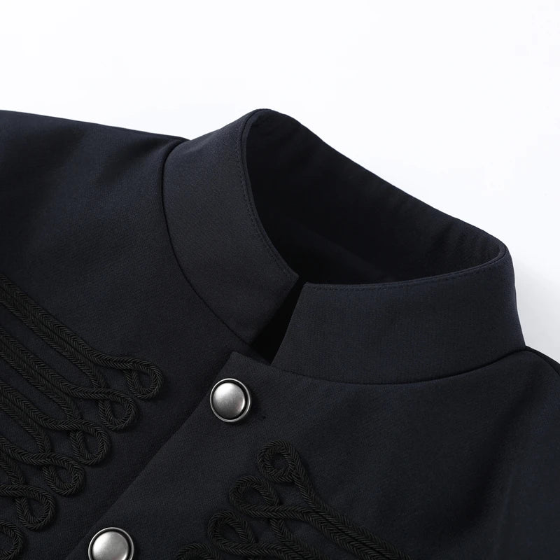 Elegant Long Sleeve Stand Collar Coats 2026 Spring New Retro Military Breasted Jacket For Women Lady High Street Chic Outerwear