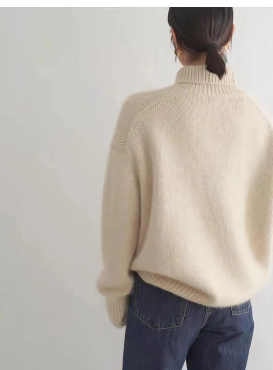 Autumn Winter Thick Loose Knitwear Sweater Tops Casual Turn Down Collar Long Lantern Sleeve Knitted Pullover Coats PYXA-dh70
