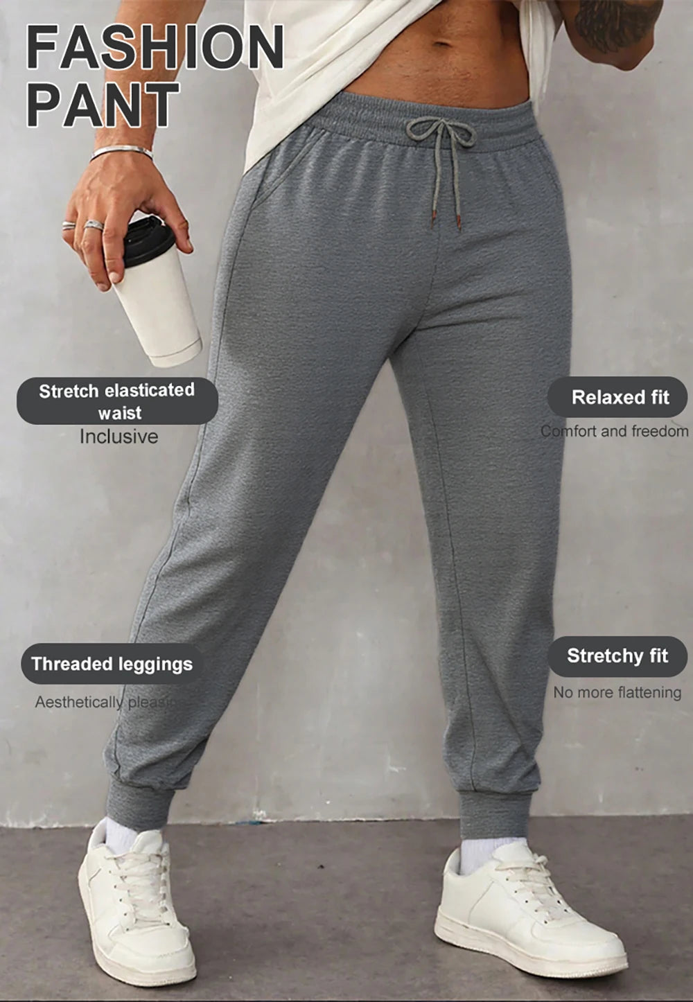 Powerhouse Gym Letter Printed Sweatpants Men'S Basics Trousers Elastic Waist Loose Pocket Pants Casual Fleece Warm Men Clothing
