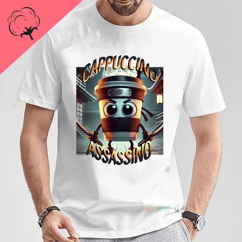Camiseta Italian Brainrot Cappuccino Assassino T Shirt Men Women Summer O-neck Goth Vintage Official-website Casual Funny Tee