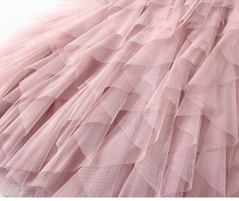 Tutu Tulle Long Maxi Skirt Women Fashion 2022 Korean Cute Pink High Waist Pleated Skirt Mesh Female Lady Aesthetic Faldas