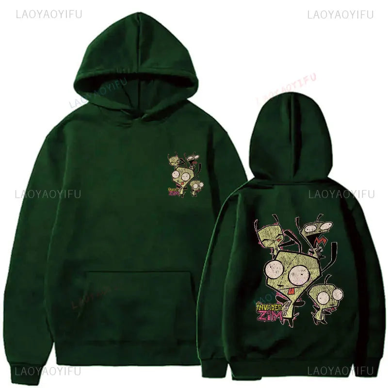 Cute Cartoon Invader Zim Invader Gir Graphic Zim Image Pullover Men Women Retro Thermal Hoodie Fashion Hoodie Streetwear Tops