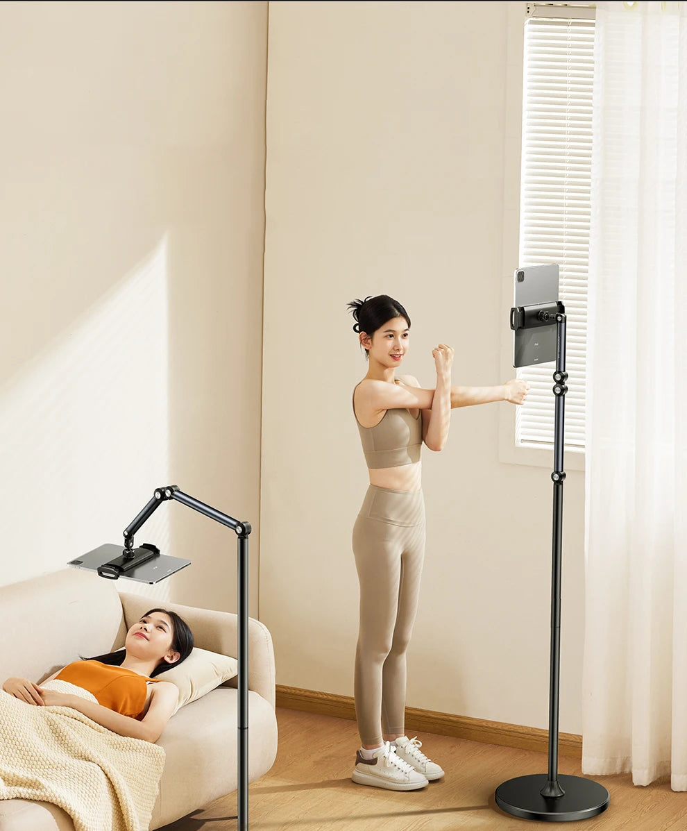 Tablet Stand Phone Holder Floor Lazy Support Stand Desktop Live Broadcast Stand Aluminum Alloy Retractable iPad Clip