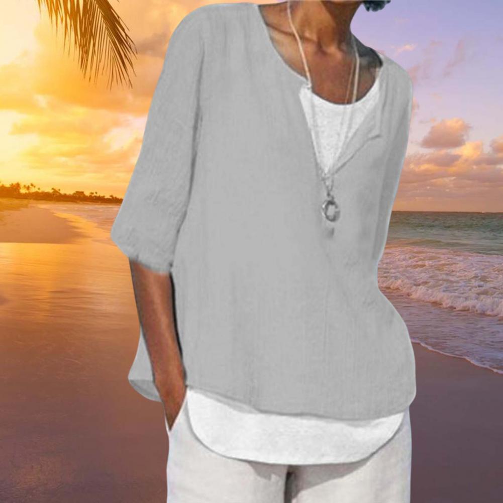 Summer Women's Clothes Casual V-neck Short Sleeves Tops Loose Ladies Cotton Linen T Shirts Tee 4XL