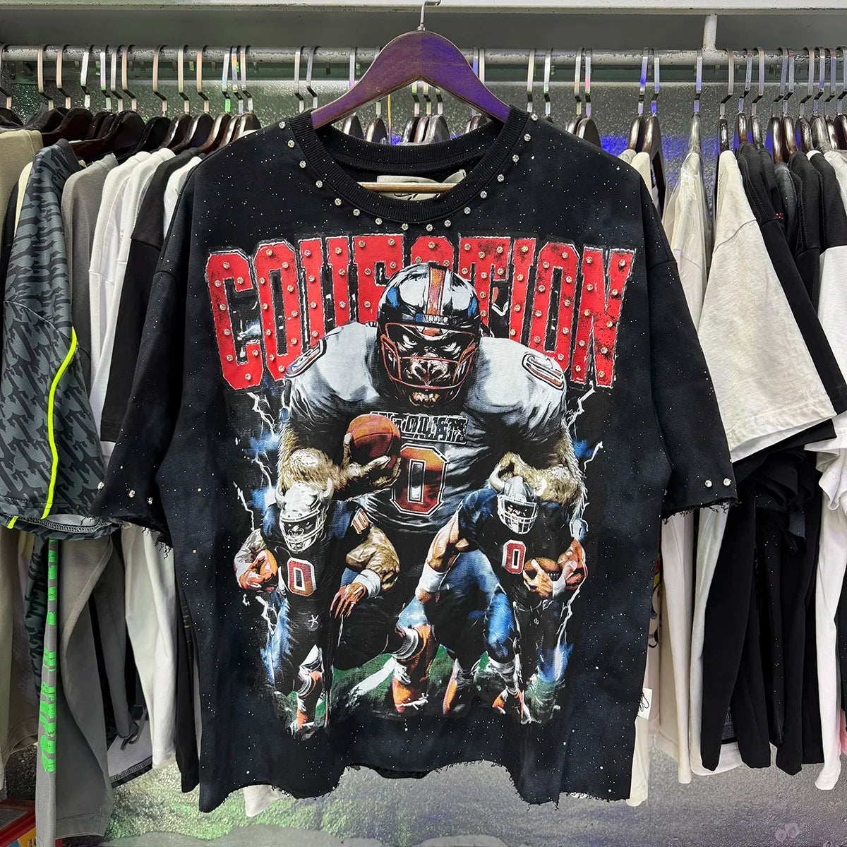 Shinning Bling Diamond Short Sleeve Cropped T-shirt for Men and Women Crew Neck Rhinestone Loose Cotton Summer Tshirts Oversized