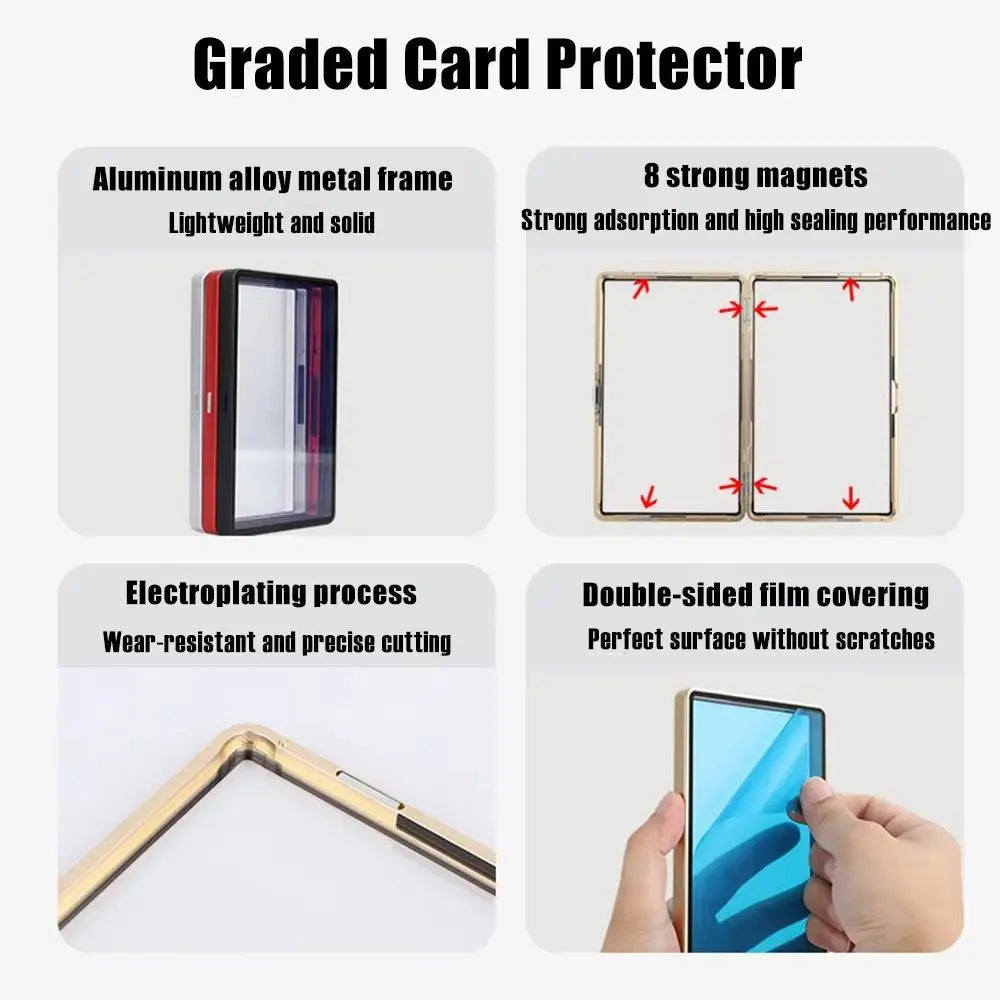 Aluminum Alloy Trading Card Magnetic Holder Scratch Resistant Display Box PSA/CGC Card Case Magnetic Closure Metal Frame