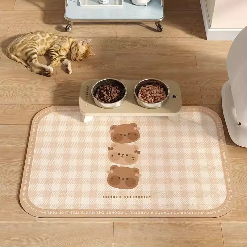 VIKAMA Pet Placemat, Dog Food Mat, Anti-Slip And Leak-Proof Cat And Dog Food Bowl Mat, Diatom Mud Pet Supplies Carpet