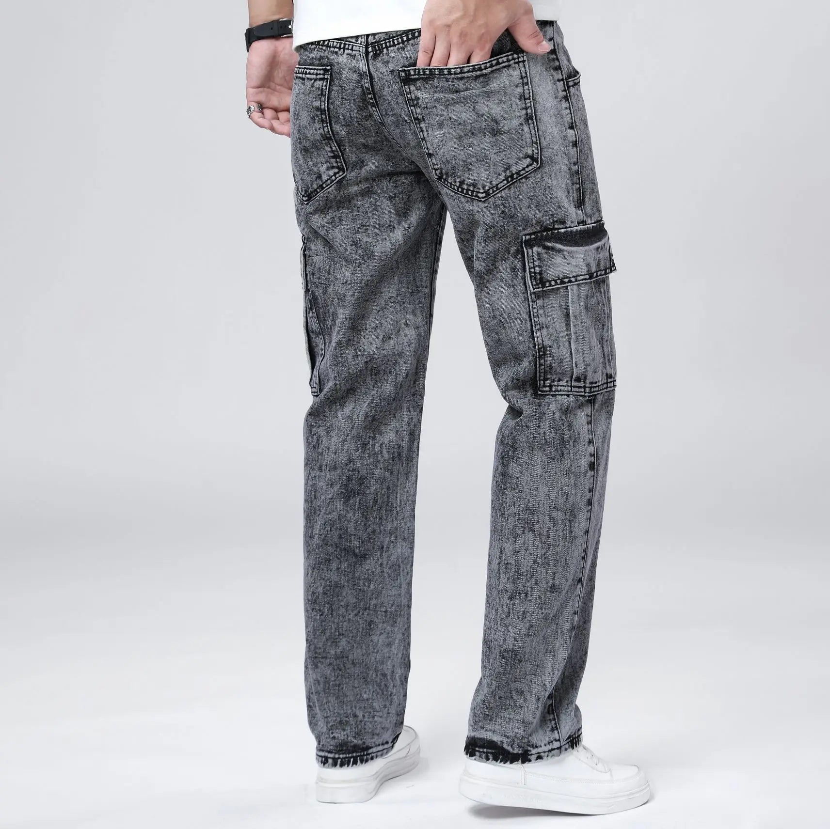 Men's Loose Straight Leg Jeans American Fashion Brand Casual Workwear Comfortable Fit Classic Style