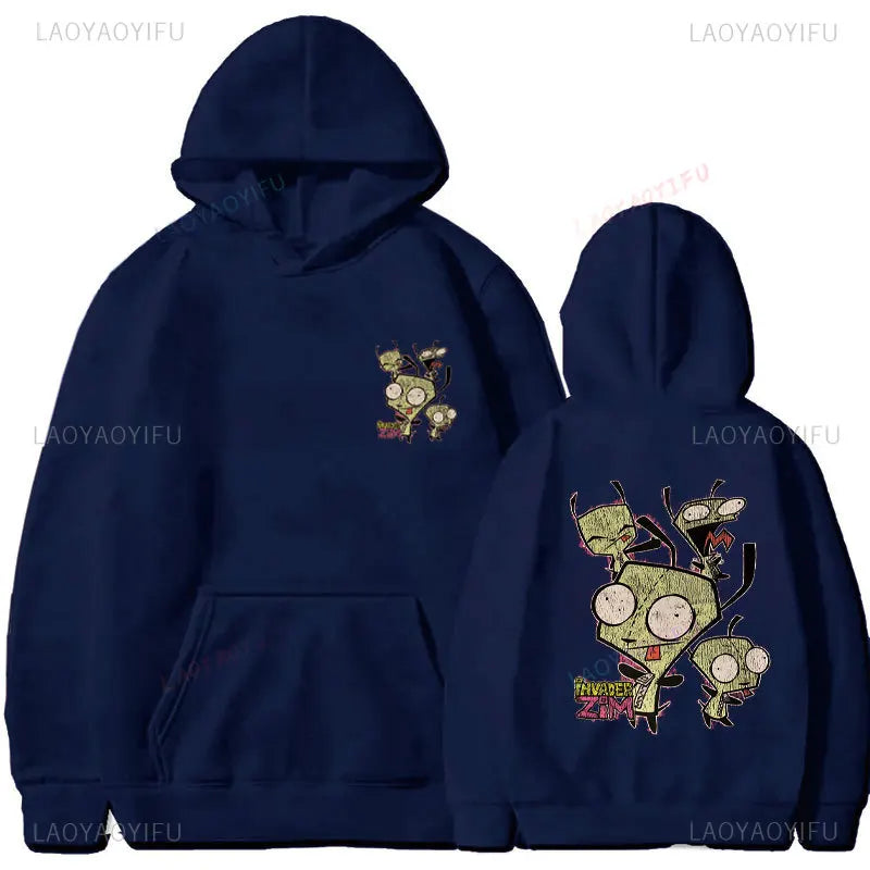 Cute Cartoon Invader Zim Invader Gir Graphic Zim Image Pullover Men Women Retro Thermal Hoodie Fashion Hoodie Streetwear Tops