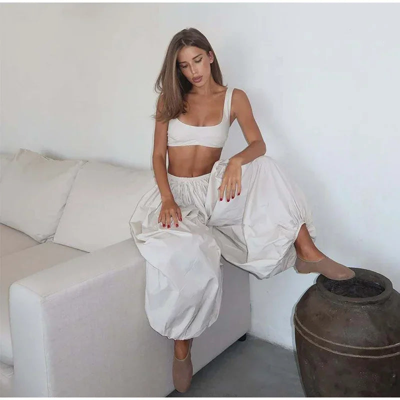Casual Drop Waist Lantern Pant 3 Pieces Suit Women Stripe Long Sleeves Lapel Loose Shirt Sets 2026 Lady Daily Street Wears New