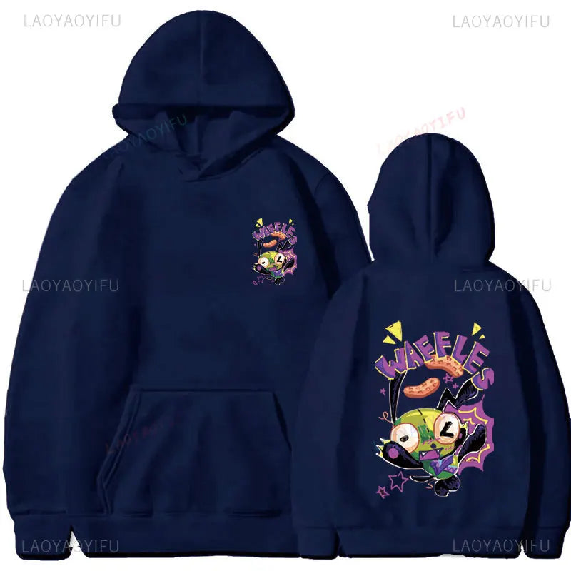 Cute Cartoon Invader Zim Invader Gir Graphic Zim Image Pullover Men Women Retro Thermal Hoodie Fashion Hoodie Streetwear Tops