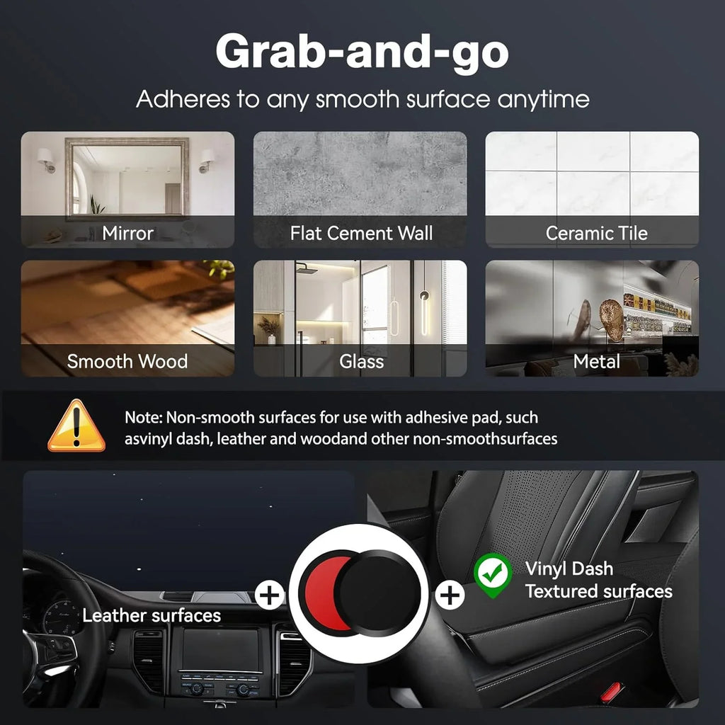Upgraded Foldable Magnetic Car Phone Holder – N52 Magnet, 360° Rotatable, Dashboard Suction Cup, ABS, with Wrench & Mount Pad