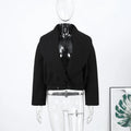 Black Stand Collar Woolen Coats Women's High Street Buttons Full Sleeve Short Overcoats 2026 Spring New Female Solid Outwear