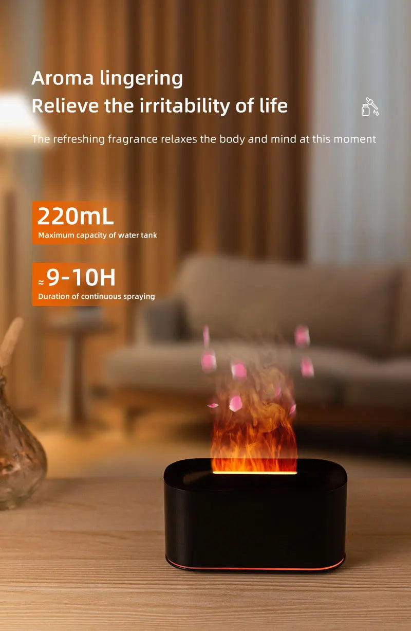Essential Oil Diffuser,Flame Colorful Water Vapor Fire Humidifier for Aromatherapy Aroma Therapy Machine Room,Flame Diffuser