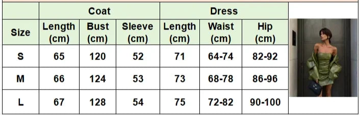 Vintage Green Leather Skirt Sets Women Fashion Solid Strapless Short Skirts Zipper Jacket Outfits Lady Daily Highstreet Outfits