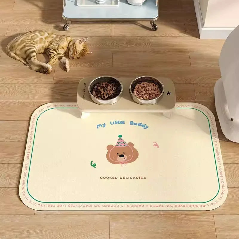 VIKAMA Pet Placemat, Dog Food Mat, Anti-Slip And Leak-Proof Cat And Dog Food Bowl Mat, Diatom Mud Pet Supplies Carpet