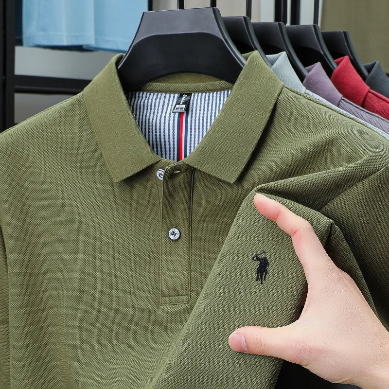 Luxury Autumn and Winter New Paul Brand Embroidered T-Shirt Top High-End Mens Business Casual Comfortable Hot-Selling Polo Shirt